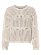 Swetry damskie - Vila Sweter damski - VIJiffy Kobiety dzianina grubo tkana biały jednolity, S - miniaturka - grafika 1