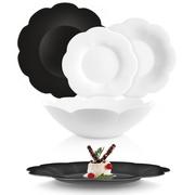 Serwisy obiadowe - Komplet obiadowy Flore &amp; Flora 20-elementowy biało-czarny LUMINARC - miniaturka - grafika 1