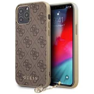 Guess Etui 4G Charms Collection do iPhone 12 / iPhone 12 Pro, brązowe - Etui i futerały do telefonów - miniaturka - grafika 1