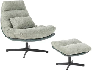 Fotel biurowy, krzesło biurowe Beliani Fotel obrotowy TOVIK Z podnóżkiem Jasnozielony - Fotele i krzesła biurowe - miniaturka - grafika 1