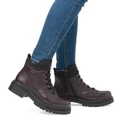 Botki damskie - Rieker Botki Damskie Ocieplane Bordowe-37 - miniaturka - grafika 1