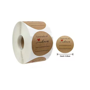 Naklejki Ozdobne Okrągłe Homemade With Love 20Szt - Scrapbooking - miniaturka - grafika 1