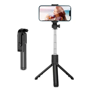 Kijek do selfie / Statyw 2w1 z Bluetooth i Pilotem czarny - Selfie stick - miniaturka - grafika 1