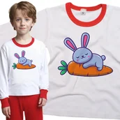 Piżamy dla dziewczynek - Piżama dziecięca Królik Zając Tulący Wielką Marchew Dzień Marchewki 98/104 - VoloDonum - miniaturka - grafika 1