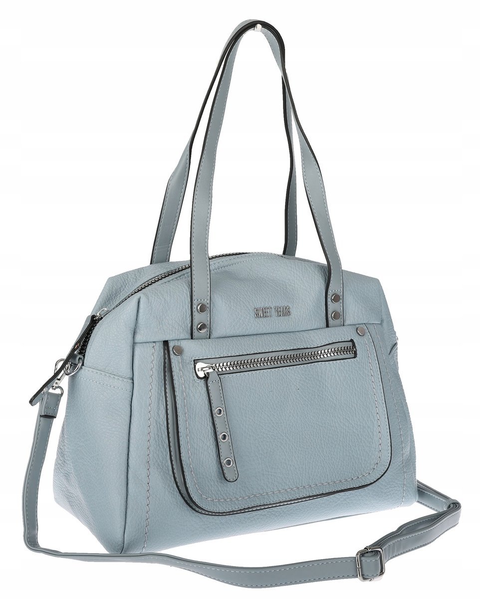 Elegancka torebka damska SWEET YEARS A4 eko skóra pasek 4104 Niebieska
