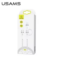 Kable USB - USAMS Kabel pleciony U31 USB-C na USB-C /lightning 60W PD Fast Charge biały/white SJ403USB02 (US-SJ403) - miniaturka - grafika 1