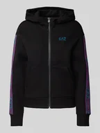 Bluzy damskie - Bluza rozpinana z nadrukiem z logo - miniaturka - grafika 1