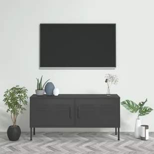 vidaXL Szafka pod telewizor antracytowa 105x35x50 cm stalowa 336231 - Szafki RTV - miniaturka - grafika 1