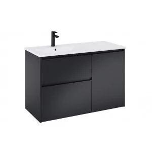 ROCA A852061532 Zestaw meblowy unik GAP PRO slim 100 cm + cargo, wersja lewa Czarny mat - Szafki łazienkowe - miniaturka - grafika 1