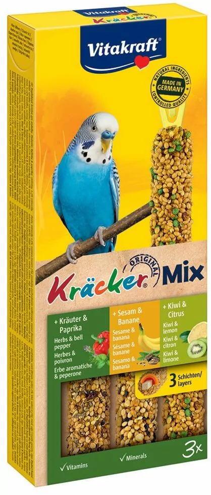 Vitakraft Krakersy dla papużek falistych - 2 x 3 Sezam/zioła/kiwi