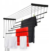 Suszarki na ubrania - Suszarka sufitowa na pranie Torp, 6 prętów, 140 cm, czarna - miniaturka - grafika 1