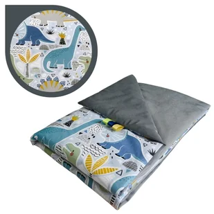 Kocyk Dziecięcy 75x100 Letni Dinozaury Niebieskie/Grafit Bawełna/Velvet Polski Producent - Koce i narzuty dla dzieci Kocyk Dziecięcy 75x100 Letni Dinozaury Niebieskie/Grafit Bawełna/Velvet Polski Producent - Koce i narzuty dla dzieci - miniaturka - grafika 1