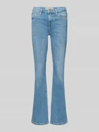 Spodnie damskie - Jeansy rozkloszowane z 5 kieszeniami - miniaturka - grafika 1