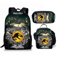 Torebki damskie - Jurassic World Schoolbag Plecak dla dzieci lub torba na lunch lub piórnik lub 3szt Zestaw Dinozaur Print Plecak dla dzieci B294 3pcs set - miniaturka - grafika 1