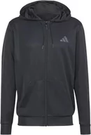 Bluzy męskie - adidas Męska bluza z kapturem Train Essential Seasonal Fullzip, M czarna, Czarny, M - miniaturka - grafika 1