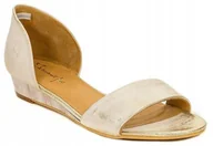 Sandały damskie - Maciejka Sandały damskie 01971-25 wsuwane skórzane złote r.40 - miniaturka - grafika 1