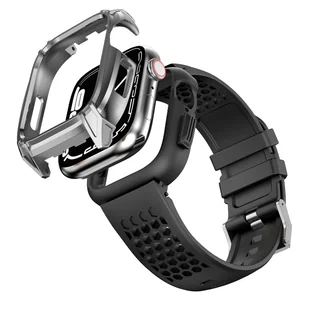 Kingxbar CYF148 2w1 pancerne etui Apple Watch 8, 7 (45 mm) ze stali nierdzewnej z paskiem srebrne - Akcesoria do smartwatchy - miniaturka - grafika 3