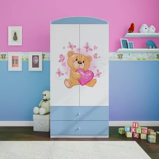 Szafy i szafki dla dzieci - Szafa dwudrzwiowa, do pokoju dziecka, babydreams, 90 cm, miś motylki, niebieska - grafika 1