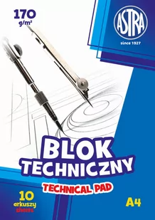 ASTRA Blok techniczny A4 170g p10 ASTRA   cena za 1 sztukę - Szkolne artykuły papiernicze - miniaturka - grafika 2
