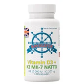 Witaminy i minerały - Suplement diety, Navigator, Witamina D3 10000 Iu + Witamina K2 Mk-7 200 Μg, 120 Kapsułek + Butelka, 150 Ml - miniaturka - grafika 1