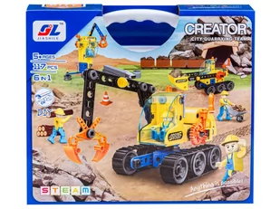 Klocki Konstrukcyjne, Maszyny, Pojazdy Budowlane, Auto, Helikopter, Dźwig, Samochód Do Rozkręcania I Skręcania 6w1 - Klocki - miniaturka - grafika 1