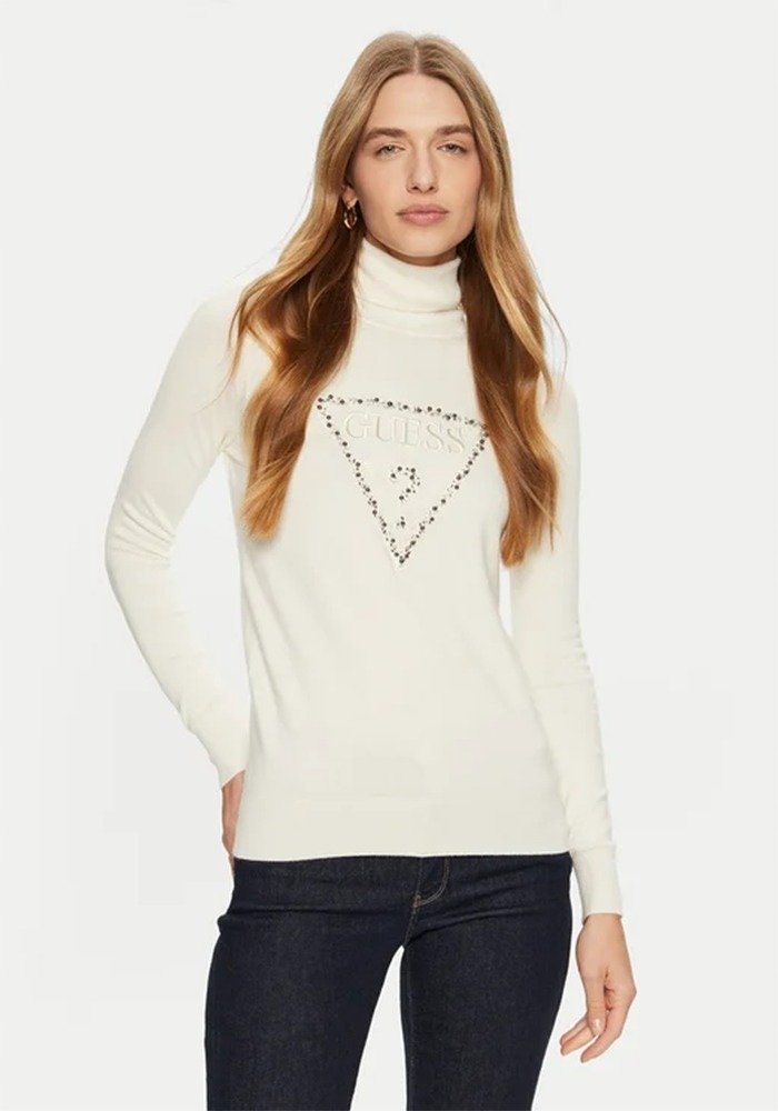 GUESS SWETER Z GOLFEM Z DŁUGIM RĘKAWEM DAMSKI ECRU XS 1GŁA