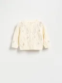 Bluzki dla niemowląt - Reserved - Ażurowy kardigan z haftem - złamana biel - miniaturka - grafika 1