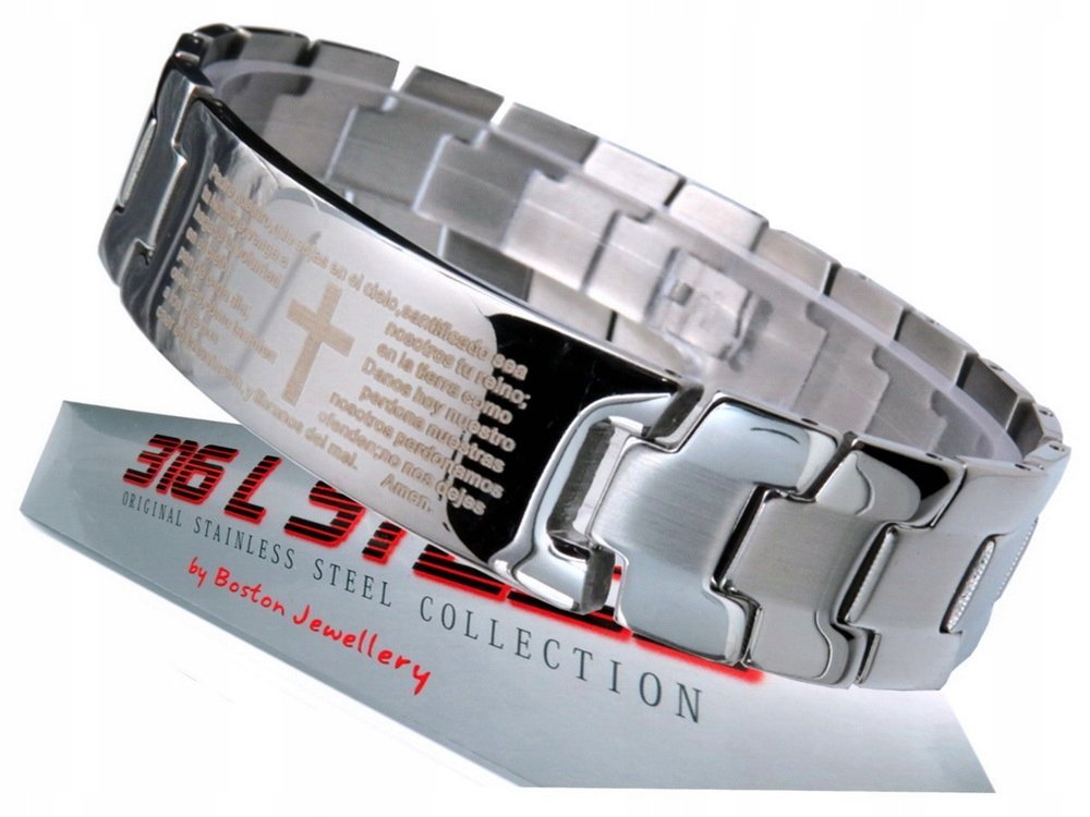 Gruba Srebrna Bransoleta Bransoletka Męska Stal Chirurgiczna 316L 18 Mm