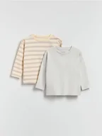 Bluzki dla niemowląt - Reserved - Koszulki 2 pack - jasnoszary - miniaturka - grafika 1