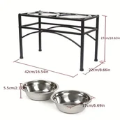 Inne - TEMU Duża Podwyższona Stacja Karmienia dla Psów - Solidny Metalowy Stojak z 2 Miskami ze Stali Nierdzewnej, Wysokość 35cm - Ergonomiczny Design dla - miniaturka - grafika 1