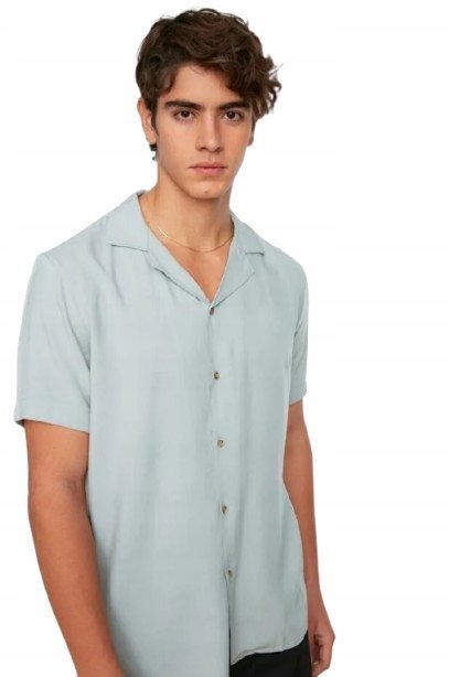 TRENDYOL MĘSKA ZIELONA KOSZULA CASUAL Z KRÓTKIM RĘKAWEM XL 5_A