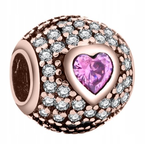 Charms Pozłacany Kulka Cyrkonie Koralik z Cyrkoniami Kamień SREBRO 925