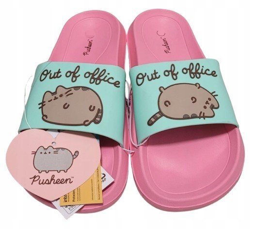 Pusheen Out of office Klapki damskie różowe rozmiar 39