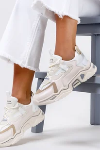 Beżowe sneakersy na platformie buty sportowe sznurowane Casu 13-11-21-BE - Buty dla dziewczynek - miniaturka - grafika 1