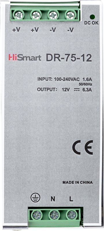 Zasilacz Hismart Maitinimo šaltinis 12V, 6.3A, 75W, DIN DR-75-12