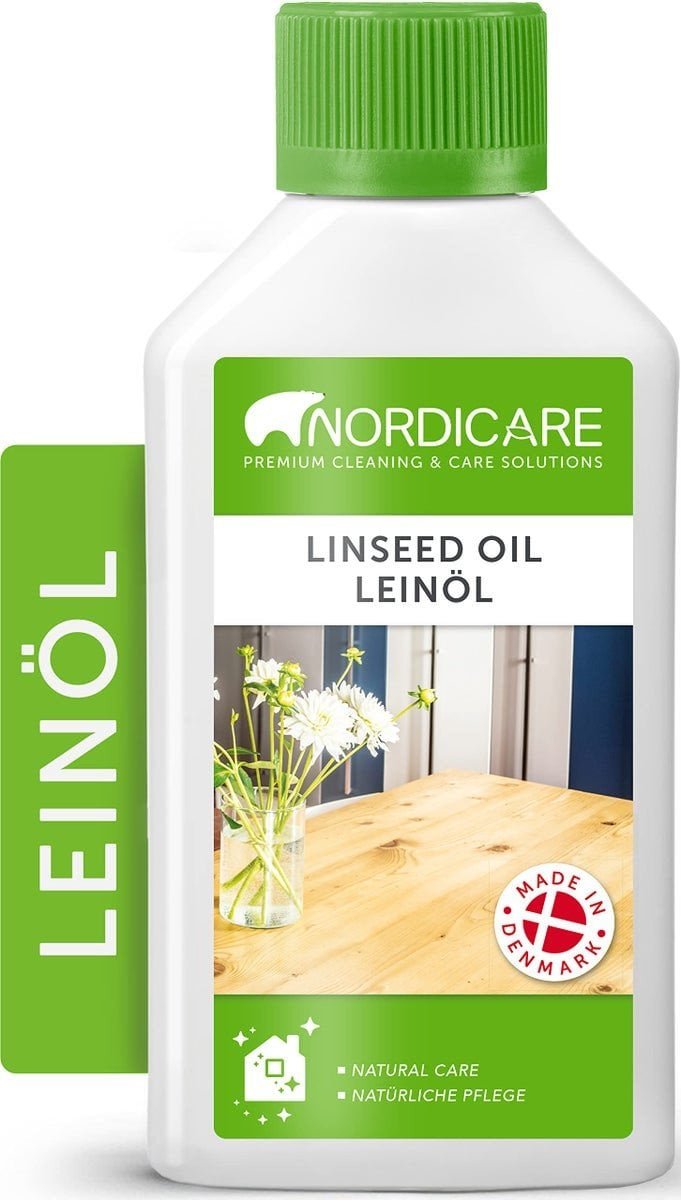 Bel London Nordicare LINSEED OIL is a vegetable oil for treatment and maintenance of all solid wood. The oil leaves a 100% biological surface and underlines the original natural structure of the wood. Provides the surface with a beautiful, long-lasting a