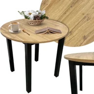 Stoły - Stół okrągły WIKTOR 90 cm dąb, loftowy do jadalni i kuchni - miniaturka - grafika 1