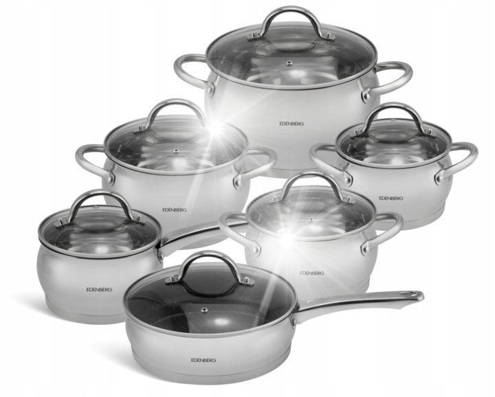 ZESTAWY GARNKÓW 12 SZTUK STALI NIERDZEWNEJ EDENBERG Z MARMUROWĄ PATELNIĄ