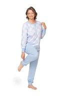 Piżamy damskie - PIŻAMA DAMSKA XL W KRATKĘ NA DŁUGI RĘKAW BAWEŁNIANA NIEBIESKA - miniaturka - grafika 1