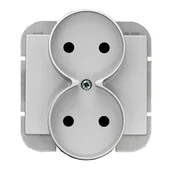Gniazdka elektryczne - Abex Gniazdo podwójne b/u do ramek ONYX - srebrny - miniaturka - grafika 1