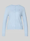 Swetry damskie - Kurtka z dzianiny o kroju regular fit z mieszanki bawełny - miniaturka - grafika 1