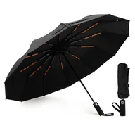 Parasole - Romon Automatyczny parasol, odporny na burzę, kompaktowa ochrona przed promieniowaniem UV, idealny w podróży, wysokiej jakości parasol kieszonkowy z obsługą jednego przycisku, czarny - miniaturka - grafika 1