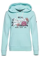 Bluzy damskie - Superdry Vintage VL Narrative Hood Ub Damska bluza z kapturem, Szary Zielony Marl, 32 - miniaturka - grafika 1