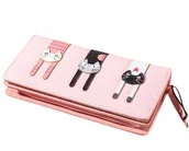 Portfele - PORTFEL DAMSKI PORTMONETKA z kotkiem kotem Śliczny różowy - miniaturka - grafika 1