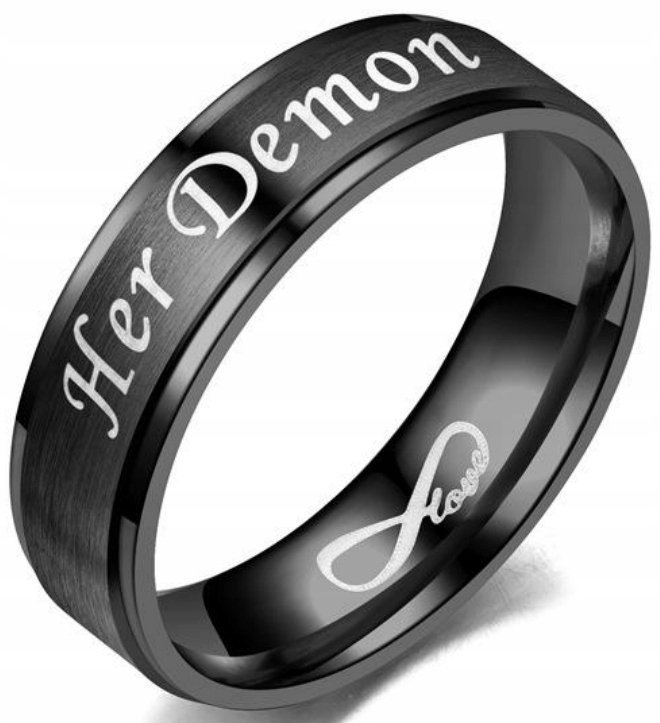 Pierścień Czarny Her Demon Sygnet Stal Szlachetna
