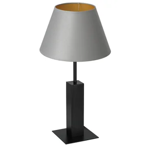 Lampa stołowa czarna 56 cm metalowa podstawa szary stożkowy abażur ze złotym wnętrzem Table lamps 1xE27 15W Luminex - Lampy stojące - miniaturka - grafika 1
