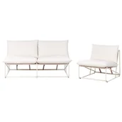 Meble ogrodowe - Beliani zestaw ogrodowy dla 3 osób PICO Metal Jasnobeżowy - miniaturka - grafika 1