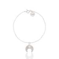 Bransoletki - Bransoletka srebrna z księżycem i kwarcem różowym - miniaturka - grafika 1