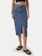 Spódnice - Vero Moda Spódnica jeansowa Veri 10295731 Niebieski Regular Fit - miniaturka - grafika 1