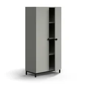 Szafy biurowe - Szafa QBUS, 3 półki, nóżki, uchwyty, 1636x800x420 mm, czarny, jasnoszary - miniaturka - grafika 1